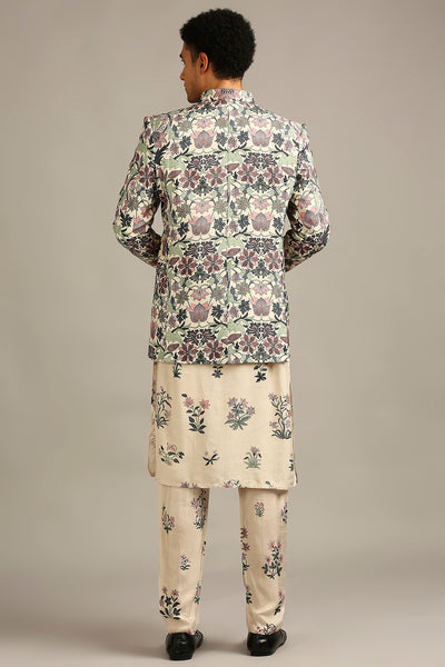 Pastel Floral Jacket Kurta Set