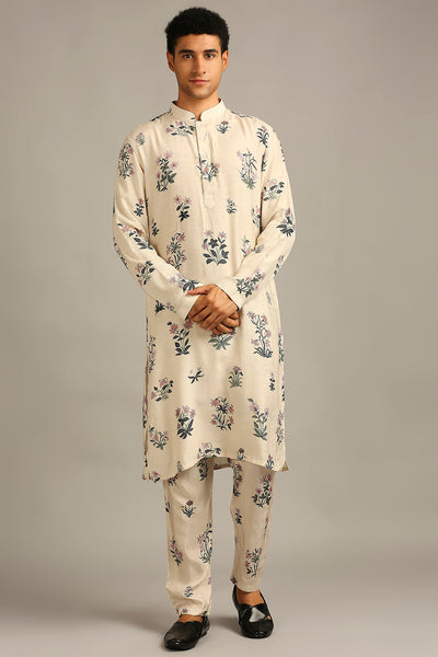 Pastel Floral Jacket Kurta Set