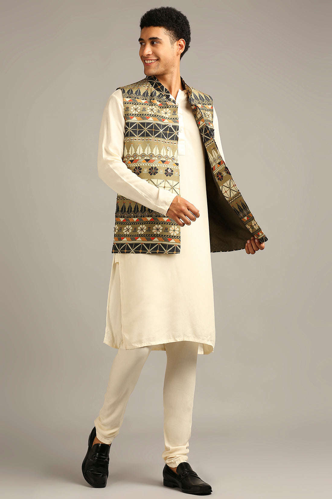 Tiraz Printed Bundi Kurta Set