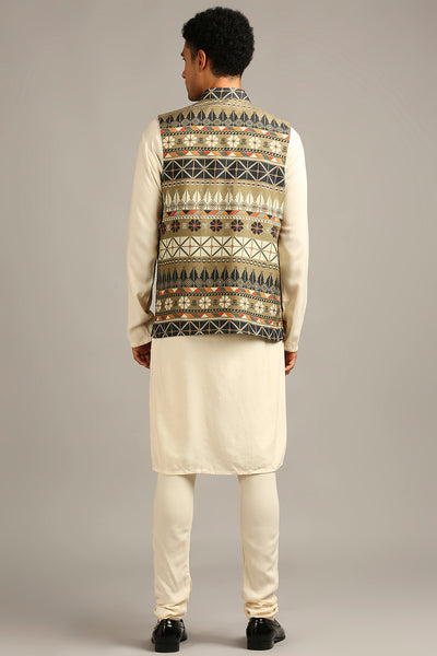 Tiraz Printed Bundi Kurta Set