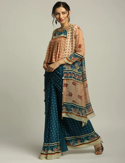 Orchid Bloom Printed Skirt Set With Jacket