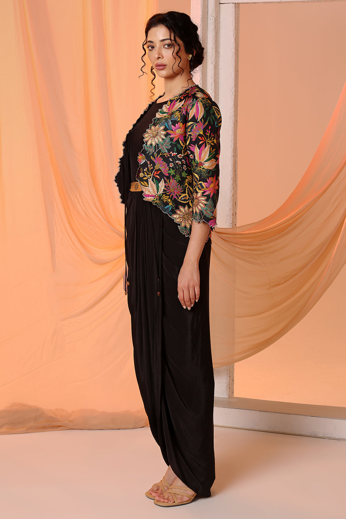 Aarani Rimmer Aarani Embellished Drape Dress Set - Indian Wear Online Singapore ...