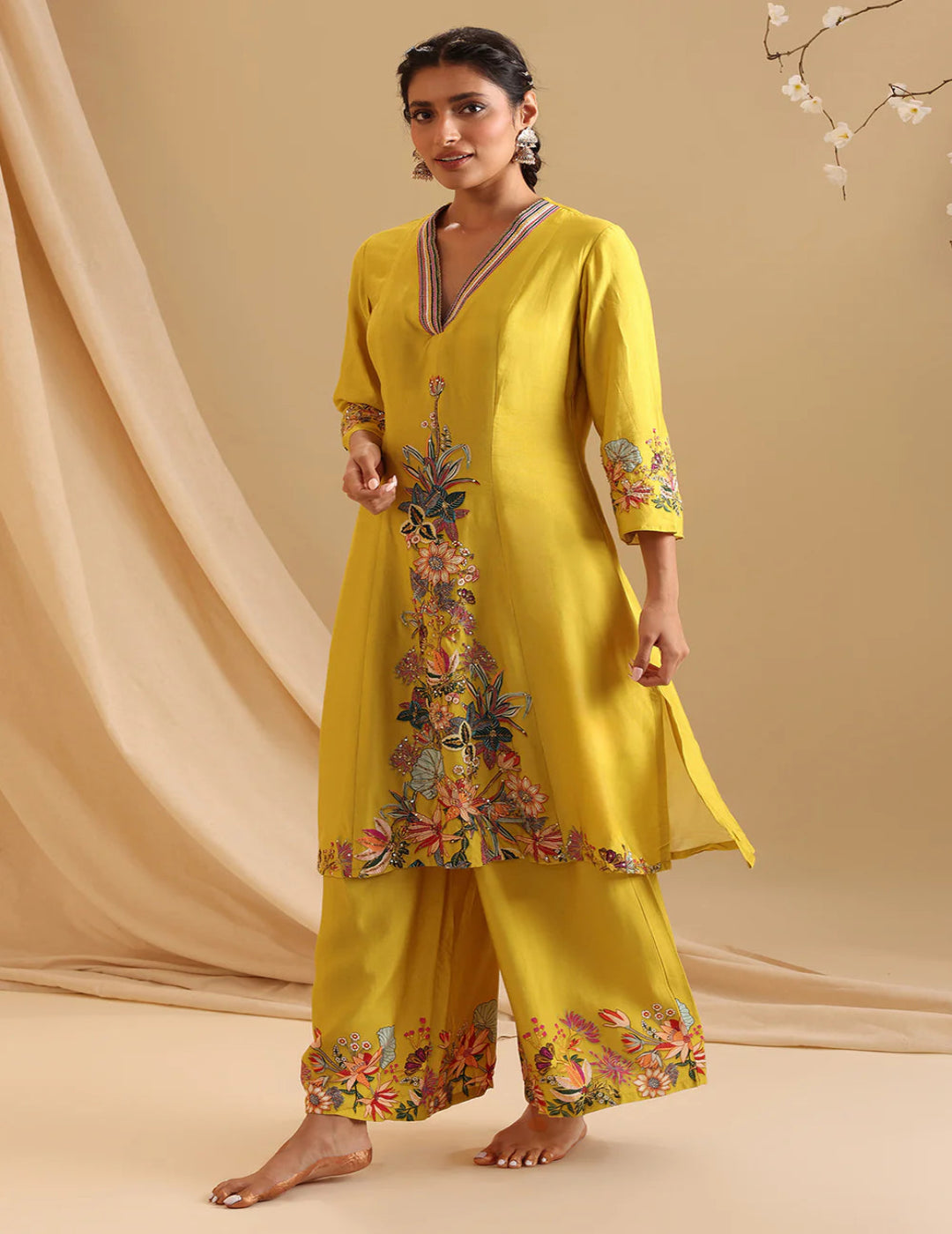 Aarani Rimmer Yellow Aarani Embellished Dhoti Set β Studio J Shop