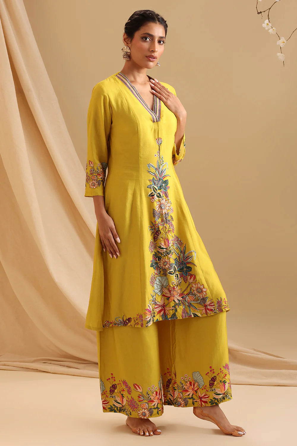 Aarani Rimmer Yellow Aarani Embellished Dhoti Set β Studio J Shop