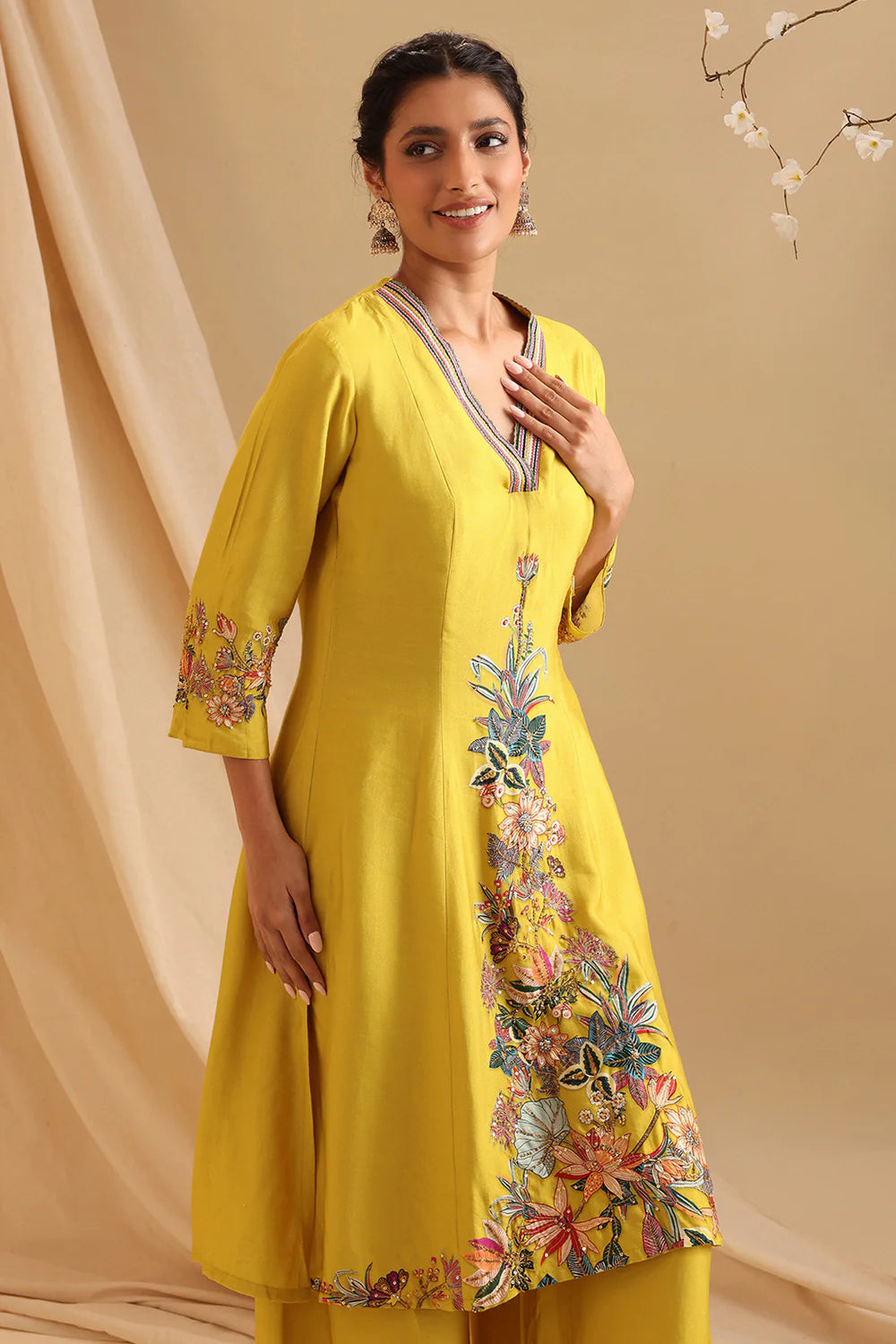 Yellow Aarani Embellished Dhoti Set