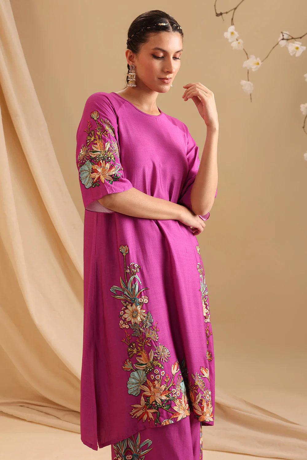 Aarani Rimmer Fuchsia Pink Aarani Embroidered Kurta Set β Studio J Shop