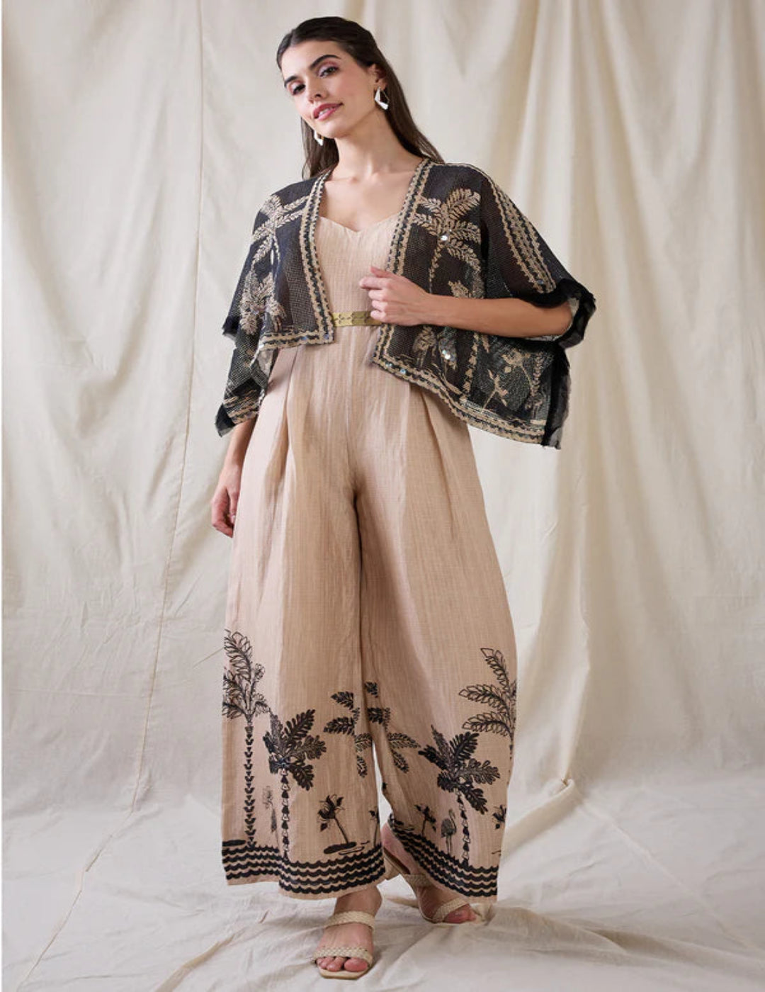 Noorani printed jumpsuit with embroidered jacket