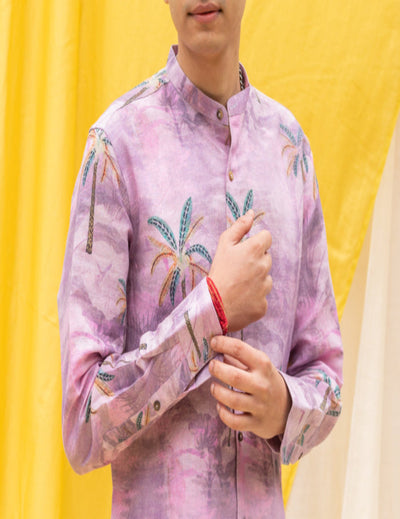 粉色 &amp; 金色 Cape Dhoti 套装