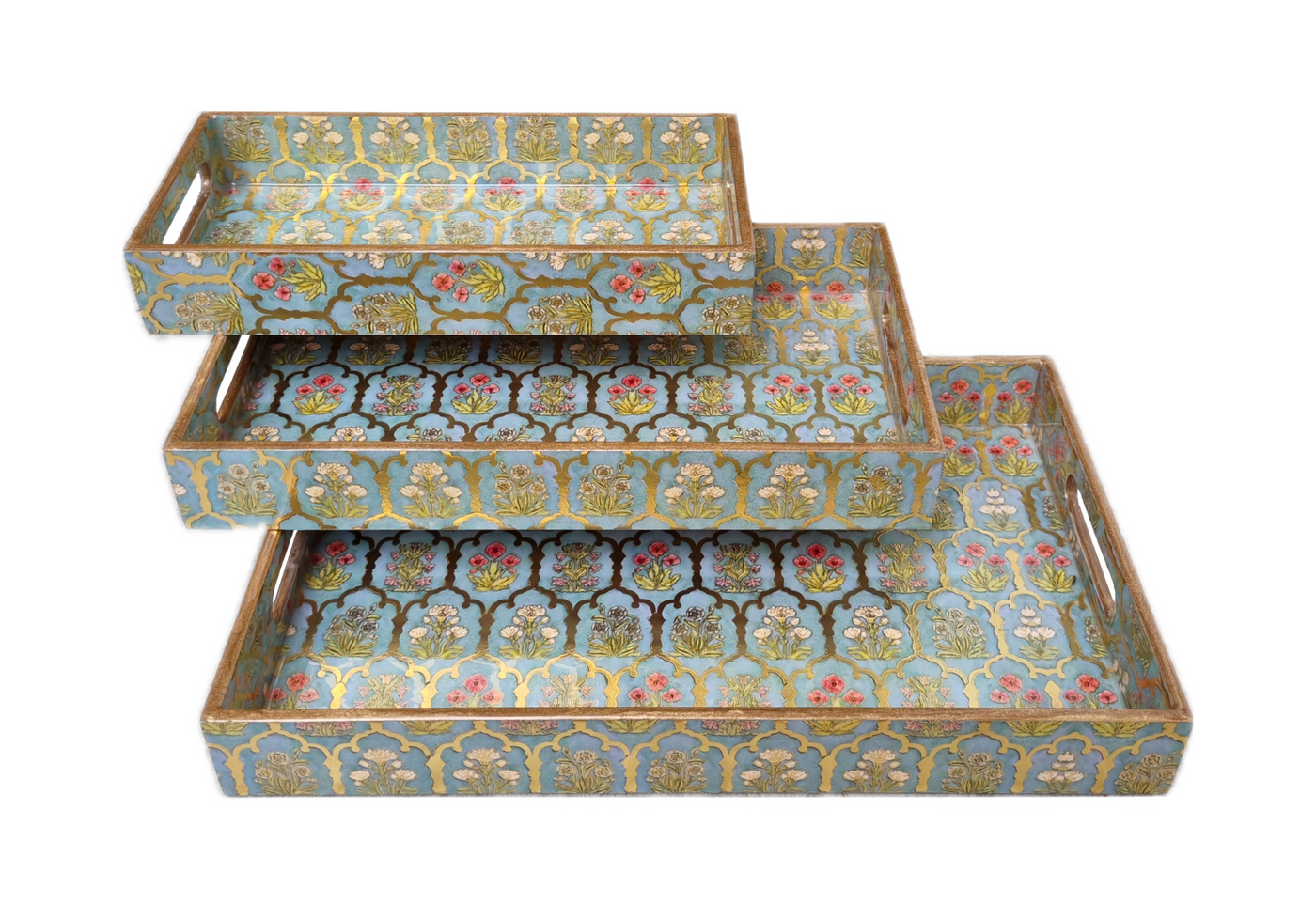 Multi Color Elegant Serving tray set (Set of 3)