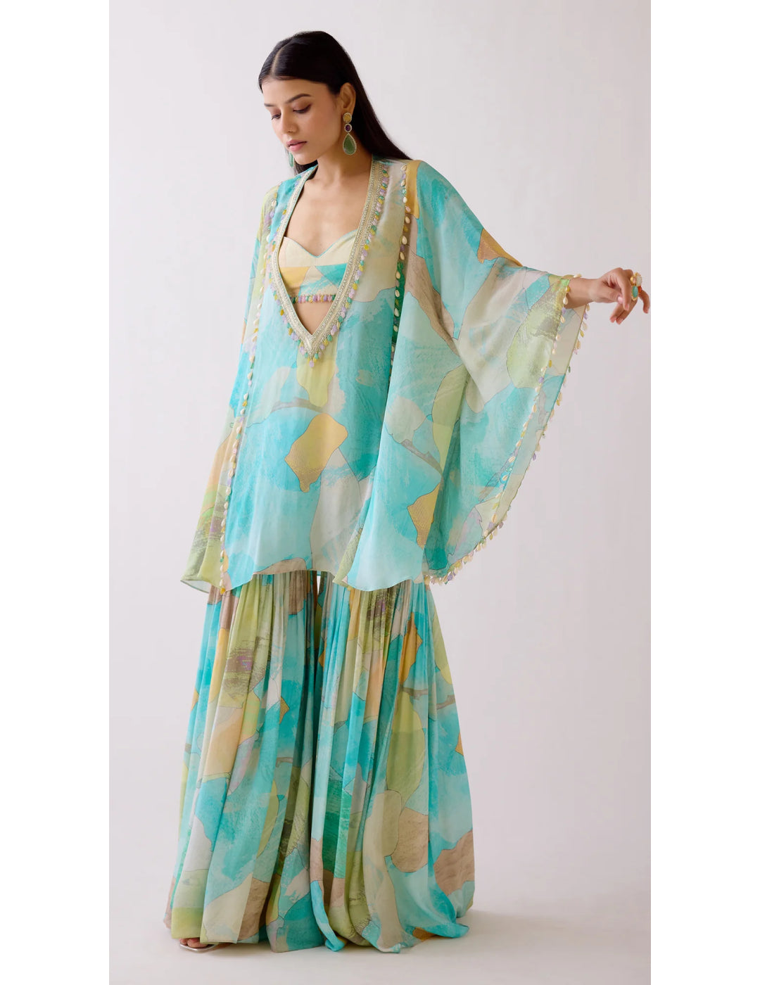 The Abstract Aqua Kaftan Set
