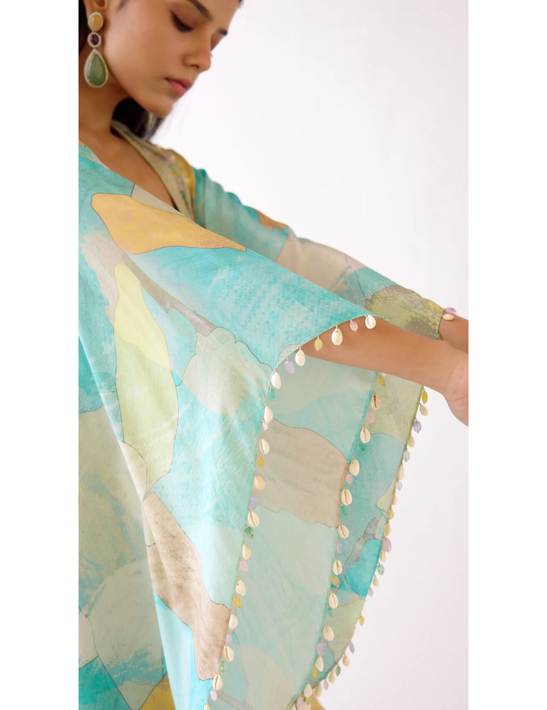 The Abstract Aqua Kaftan Set