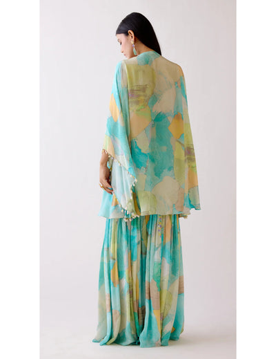 The Abstract Aqua Kaftan Set