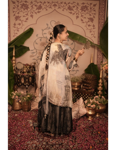 The Boozy Button Gajar Ka Halwa Black Cotton Silk Kurta Pant Dupatta