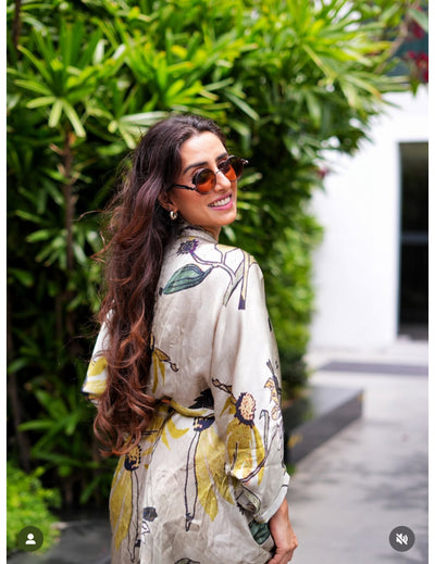 Haseen Yellow Cotton Silk Dress