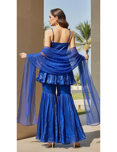 Sapphire Éclat Peplum Sharara Set