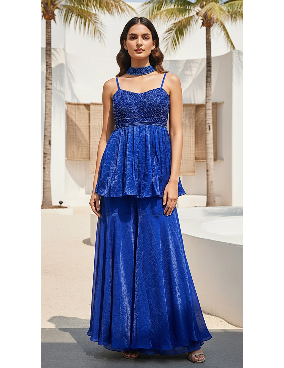 Sapphire Éclat Peplum Sharara Set