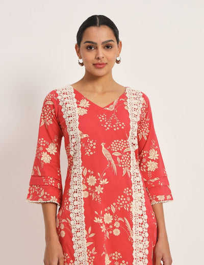 Red cotton Discharge Print Set