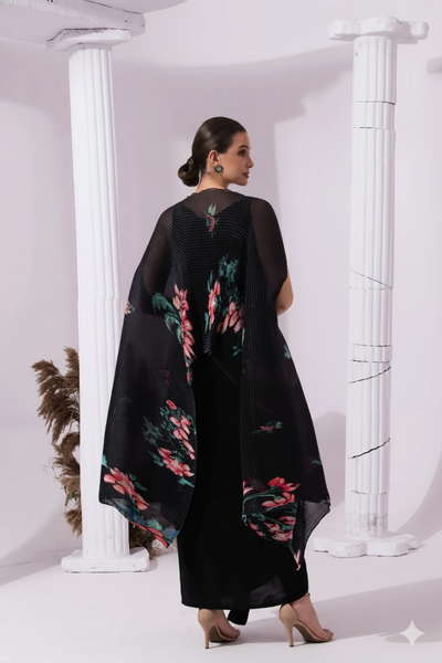 Wildflower Muse Jet Black Kaftan & Dhoti
