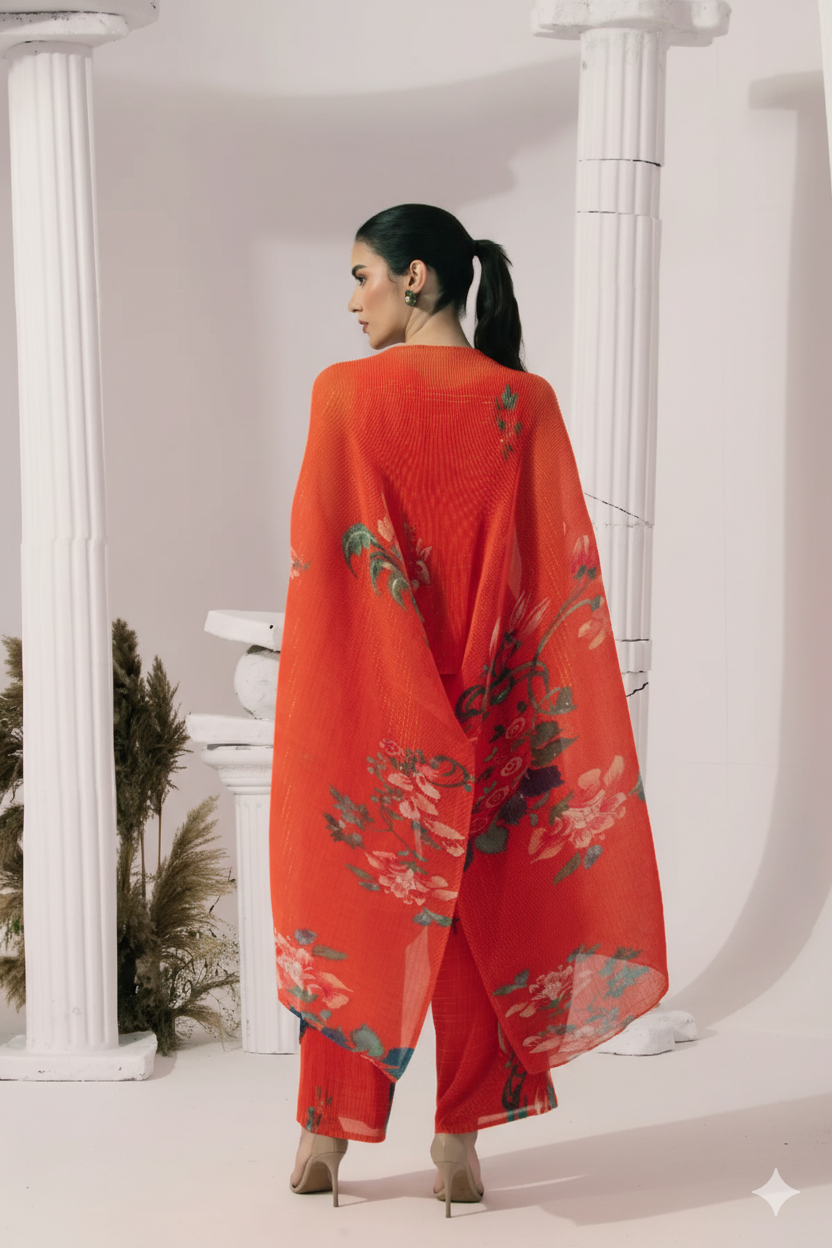 Wildflower Muse Orangey Red Kaftan & Pant