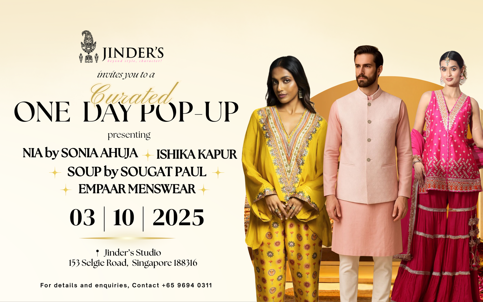 Jinders one-day pop-up in Singapore — date, venue and designer lineup