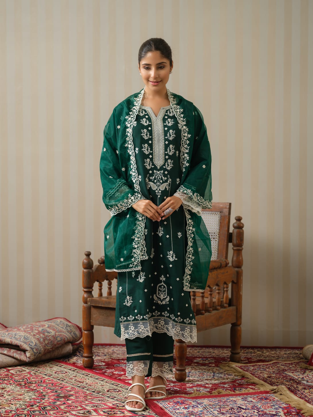 Green Pakistani Style Suit