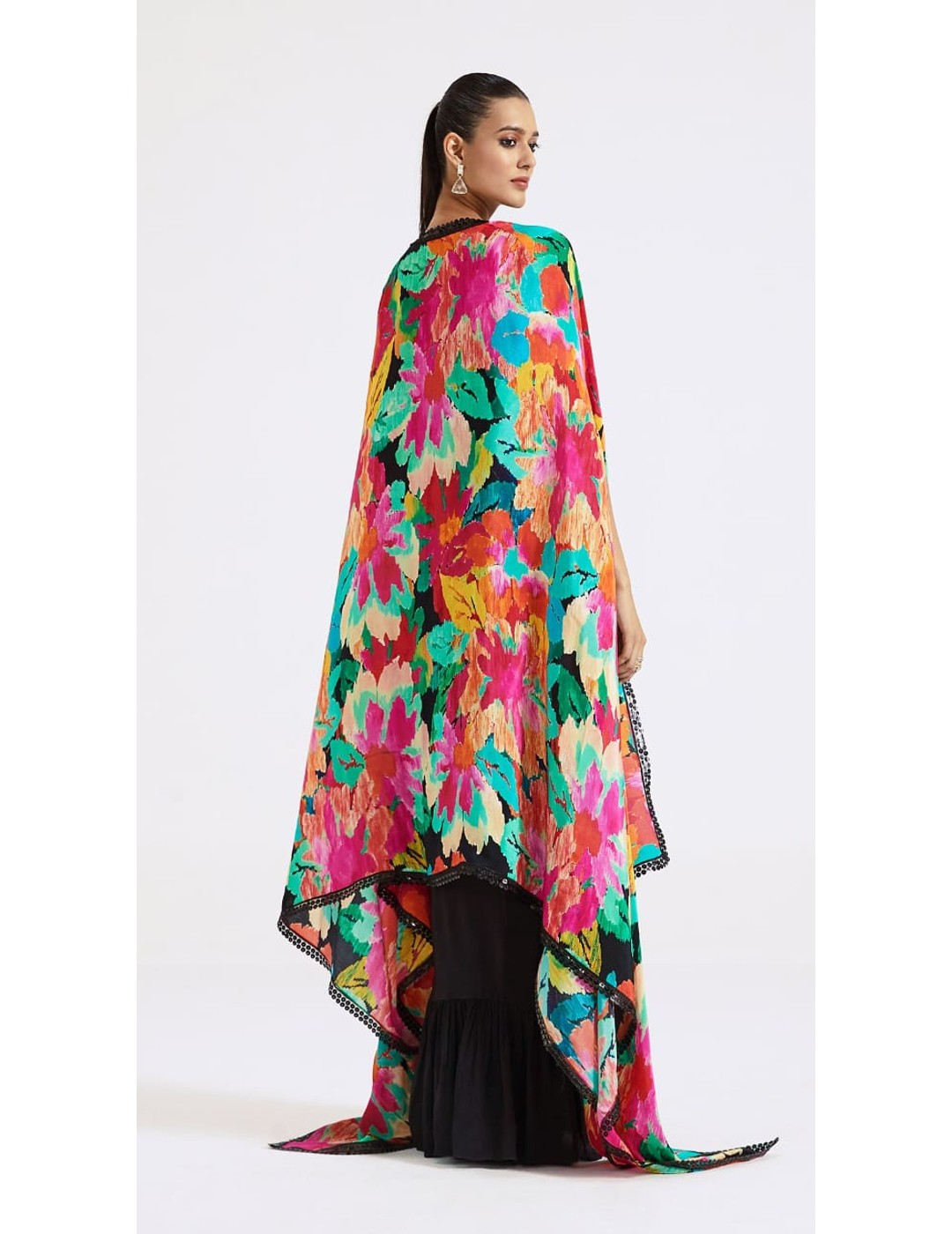 Multicoloured Skirt Set With Cape