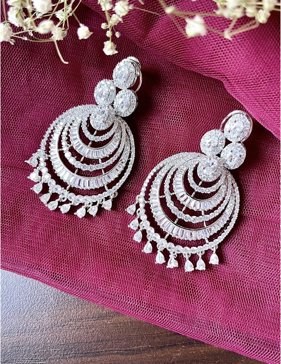 White And Silver Diamond Chandbalis