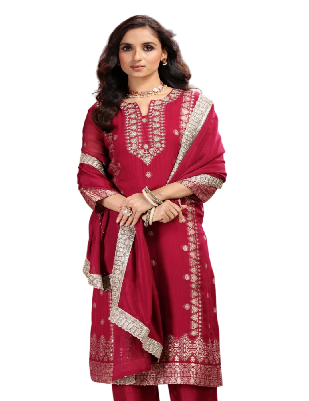蓝色 Khadi 印花 Sharara 套装