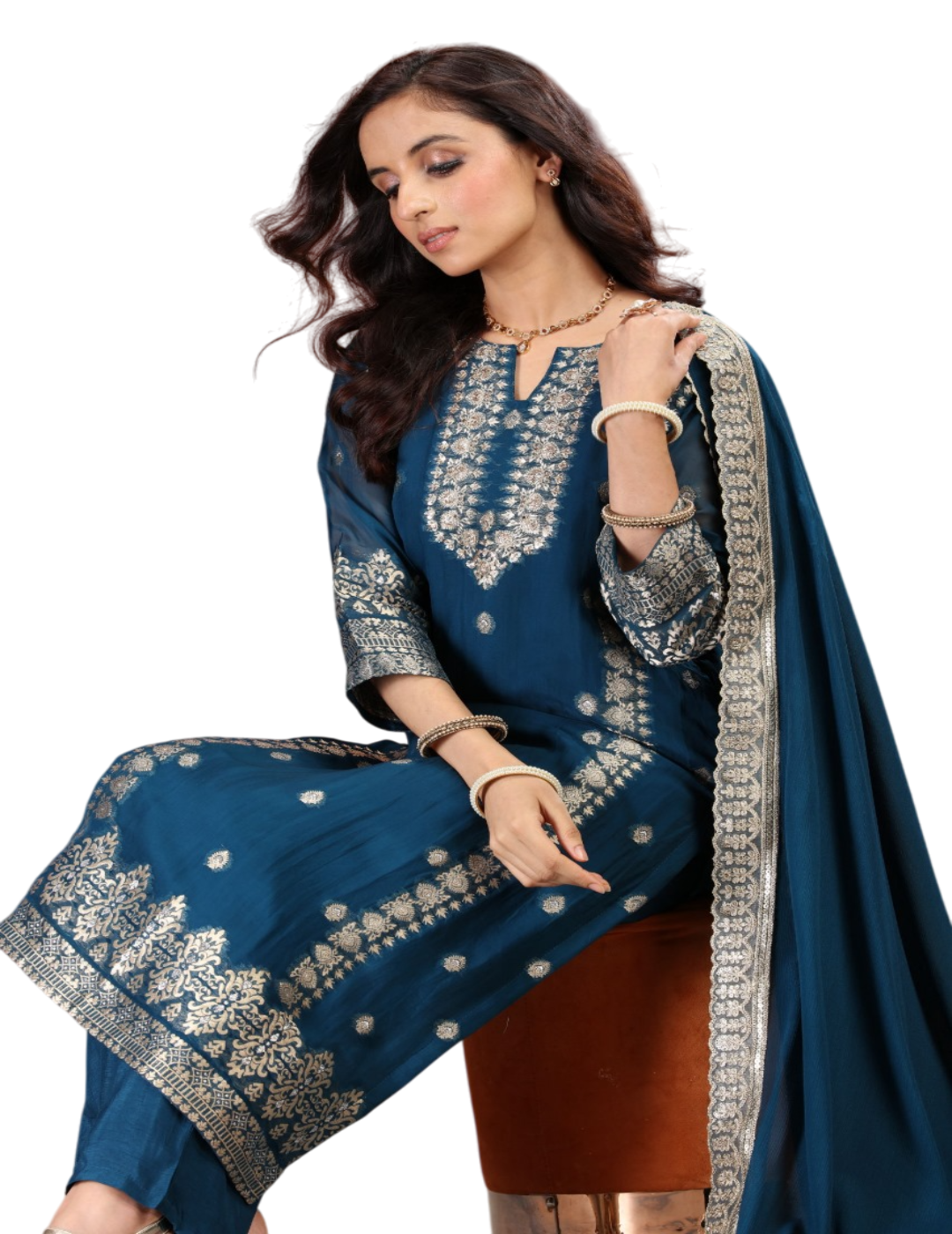 Deep Teal Blue Kurta Set
