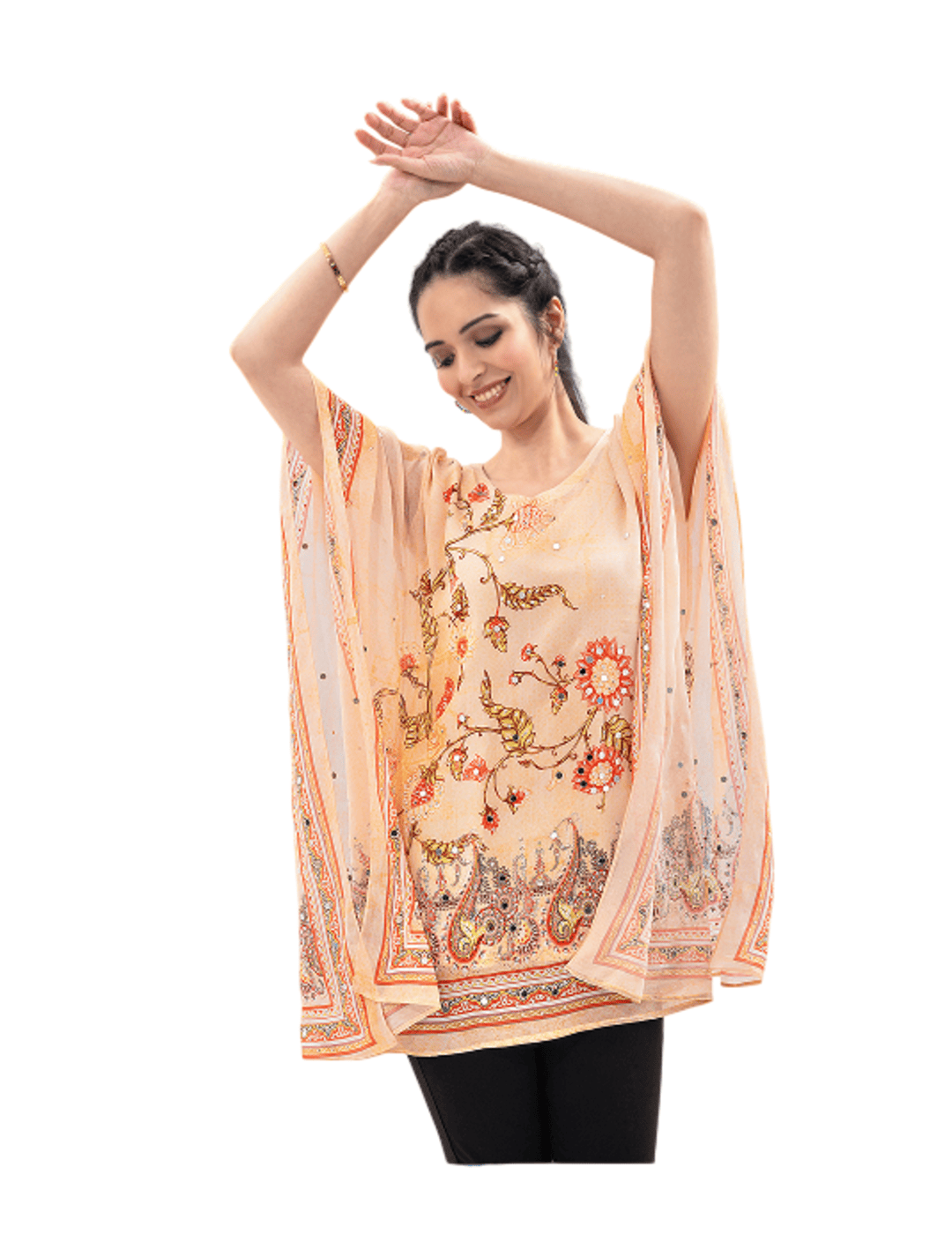 Peach Printed Kaftan