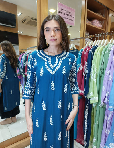 Blue Chikankari Kurti