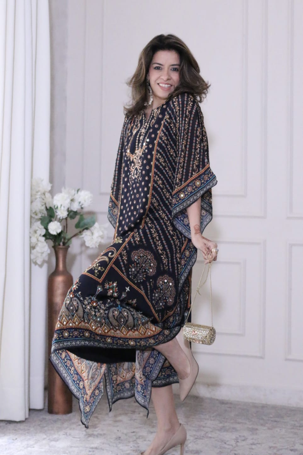 Classy Black Embellished Kaftan