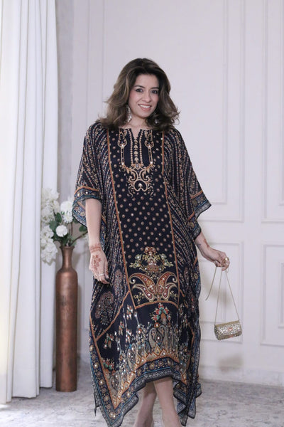 Classy Black Embellished Kaftan