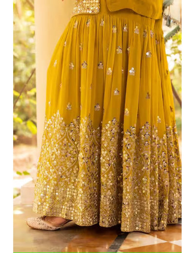 Yellow Georgette Sequined Kurta Set