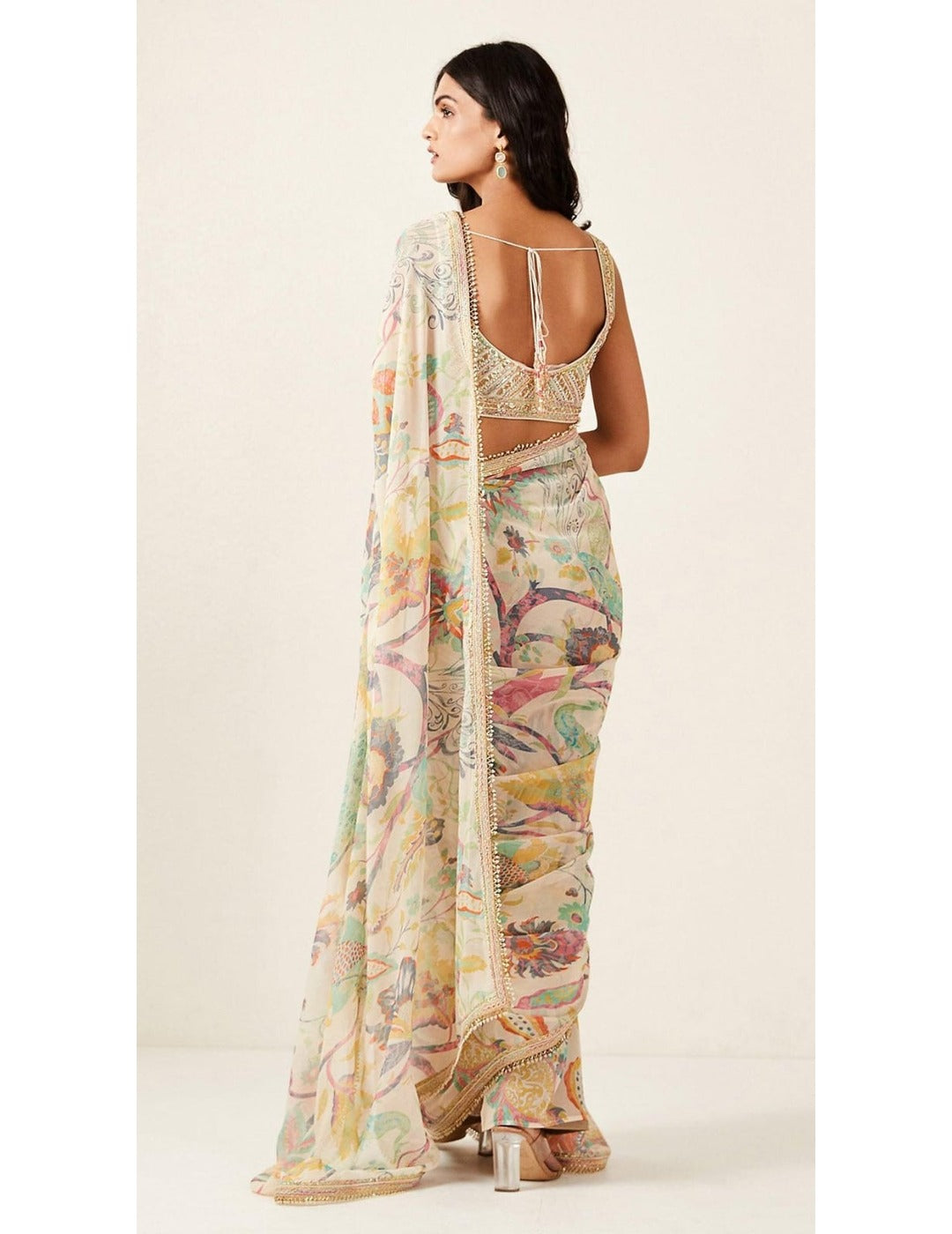 Multicoloured Printed Saree