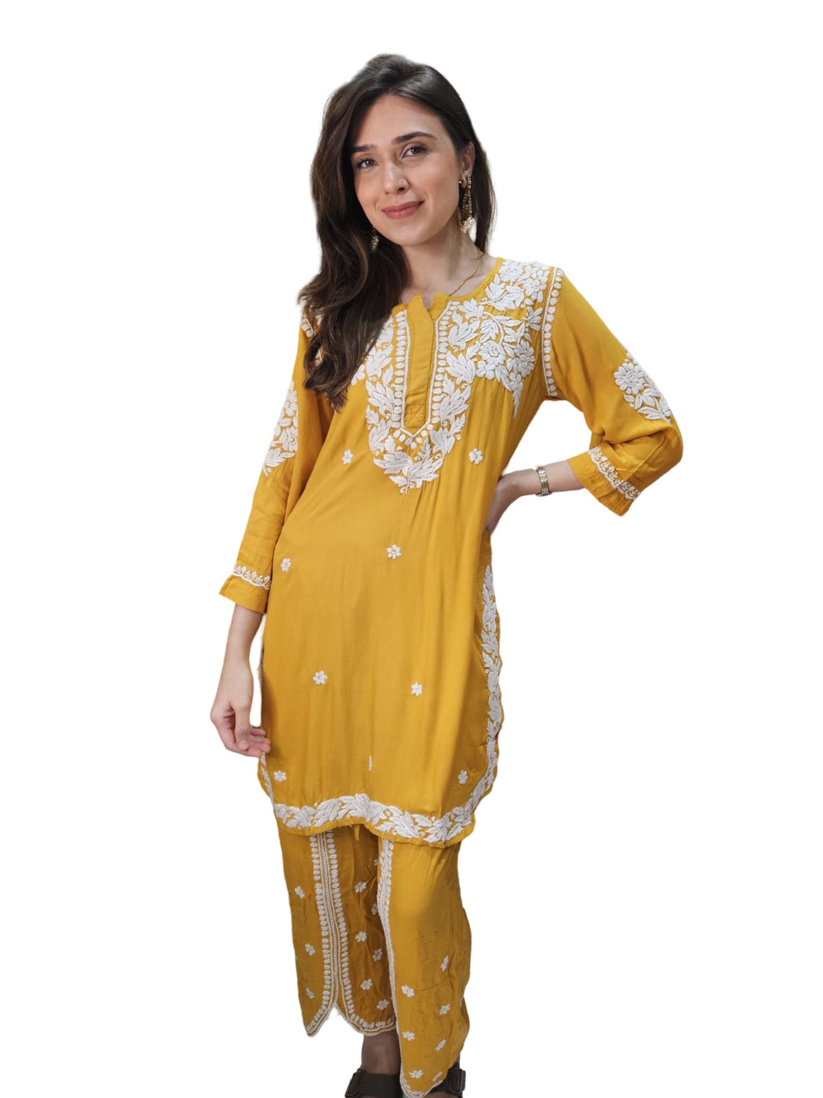 Mustard Yellow Chikankari Set