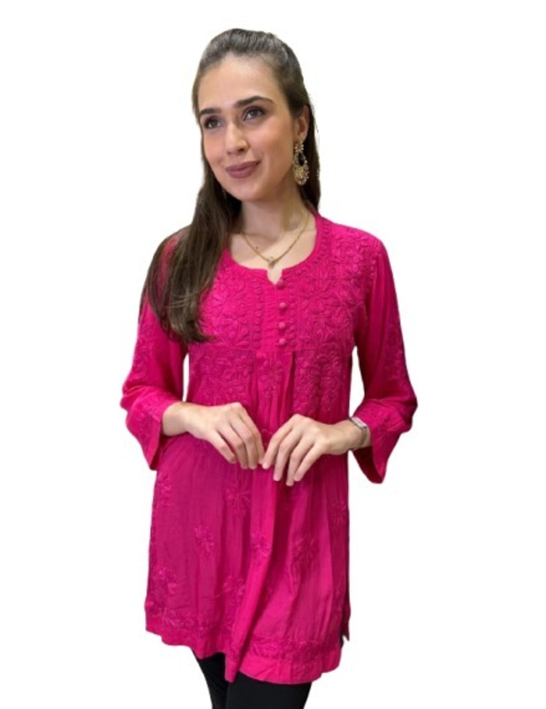 Pink Chikankari Short Kurti