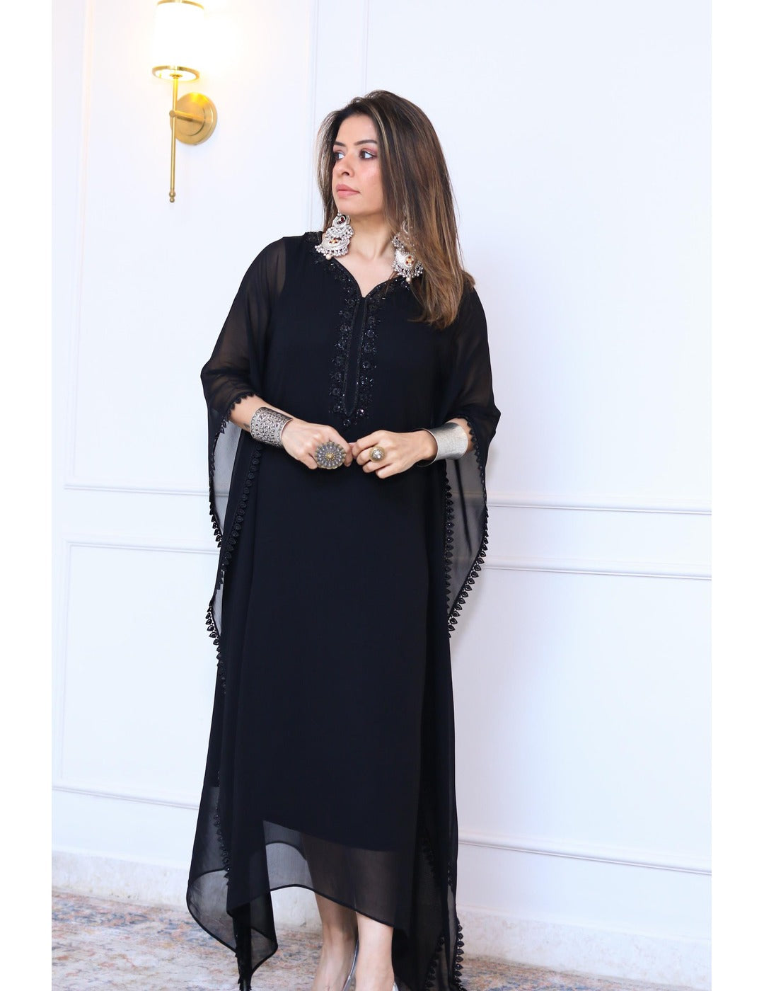 Black Viscose Kaftan