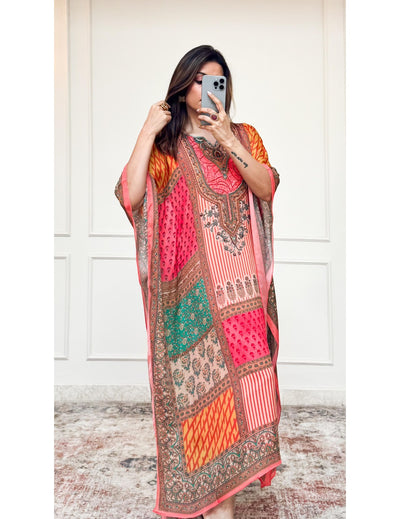 Floral Printed Multicolor Kaftan