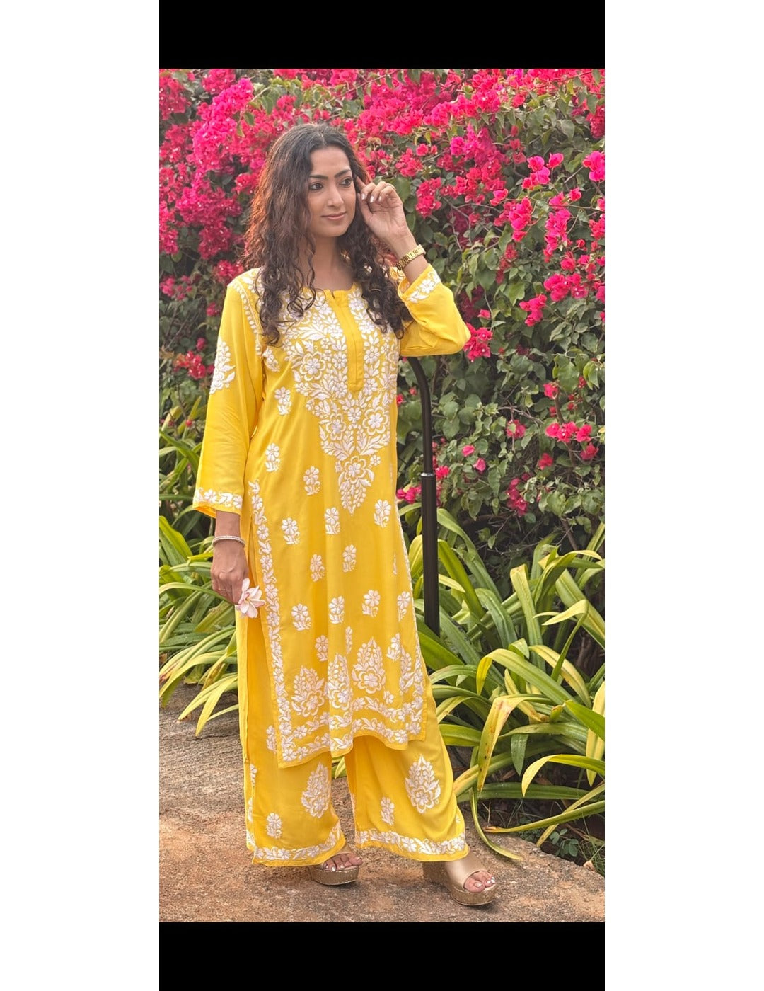 Yellow Chikankari Set