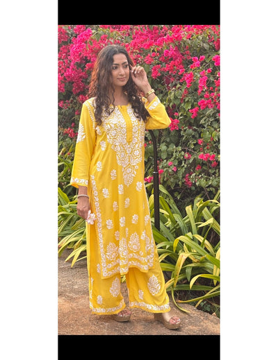 Yellow Chikankari Set