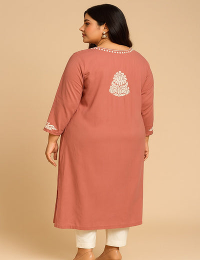 Dusty Rose Chikankari Straight Kurti