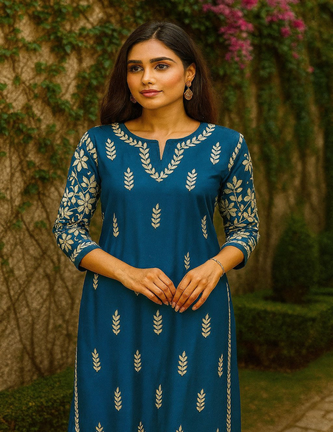 Blue Chikankari Kurti