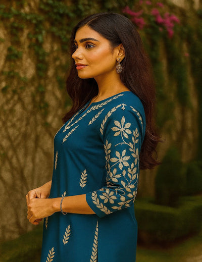 Blue Chikankari Kurti