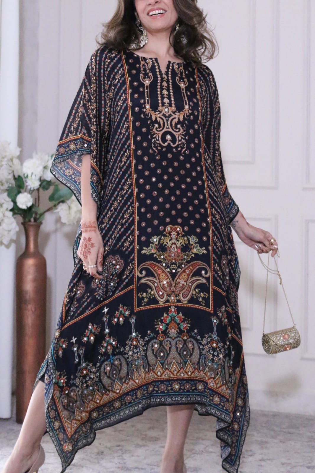Classy Black Embellished Kaftan