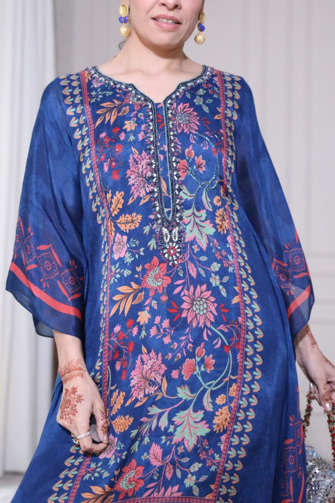 Classy Blue Embellished Kaftan