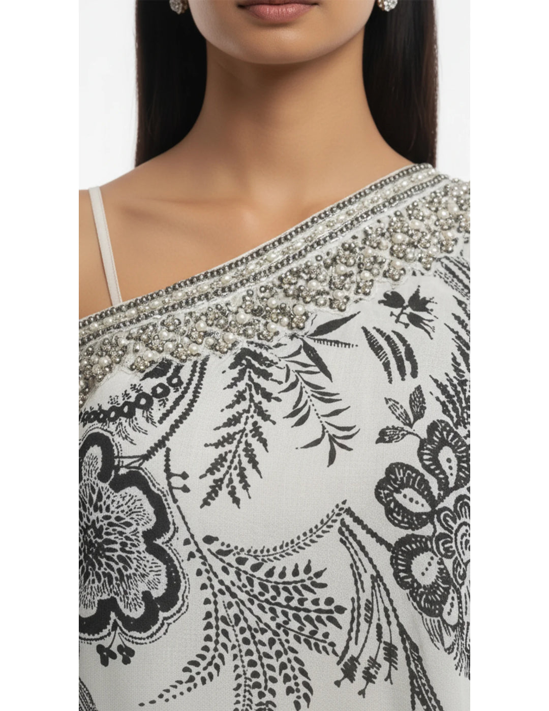 White Crepe Embroidered Sharara Set