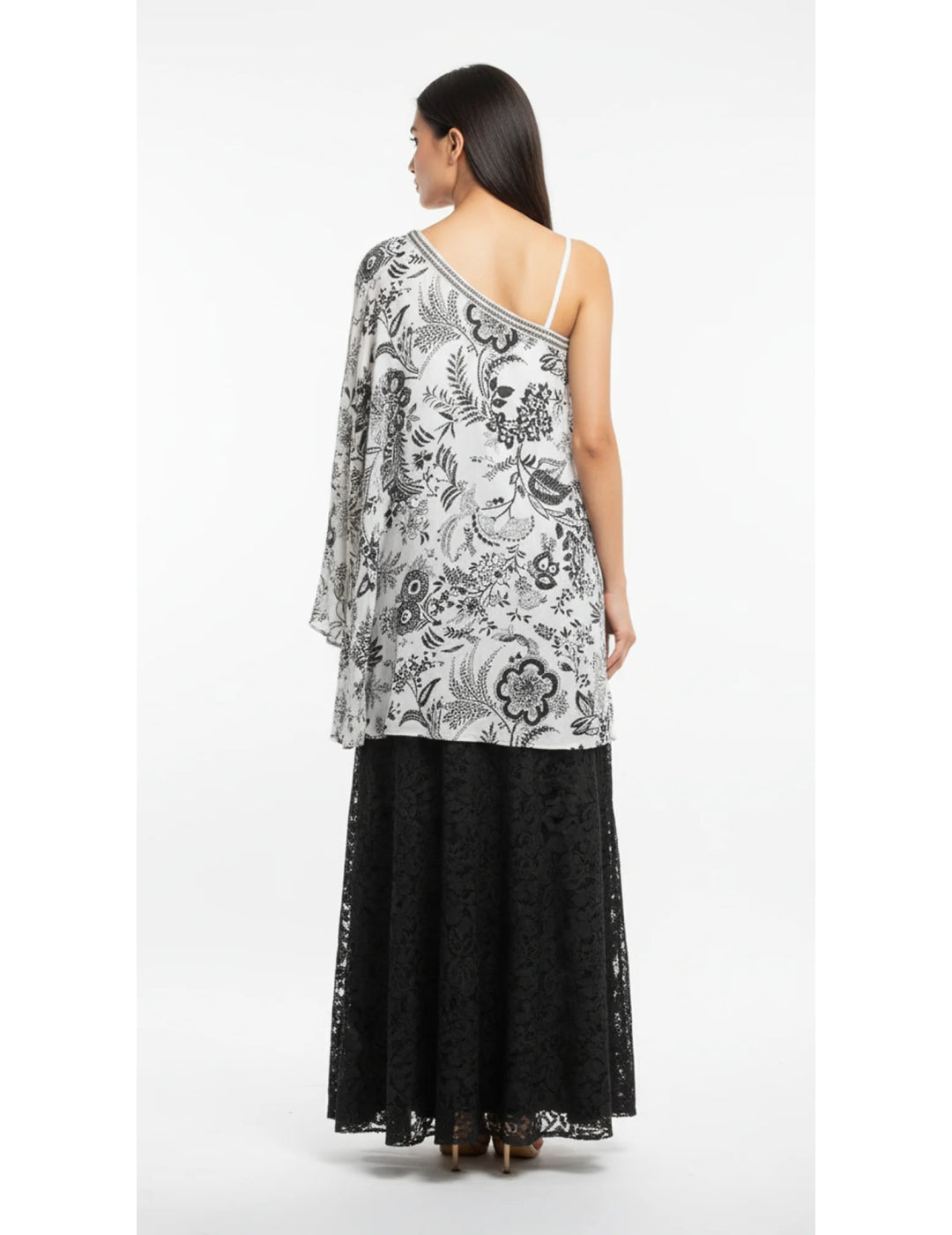 White Crepe Embroidered Sharara Set