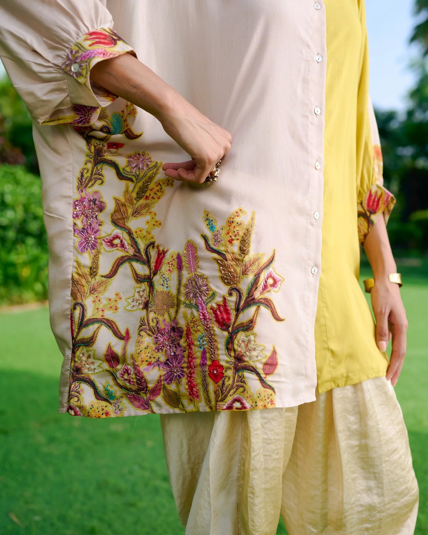 Yellow Aza Split Shirt