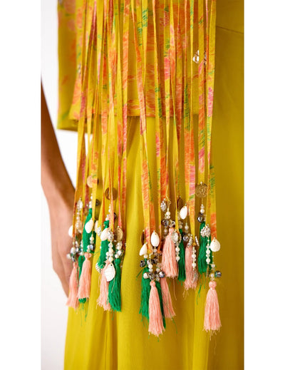 Yellow Organza Embroidered Sharara Set